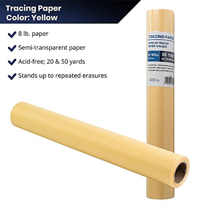 Pacific Arc Tracing Paper Roll, Yellow, 24 Inch x 50 Yard Roll - color: Yellow, size: 24 Inch x 50 Yard