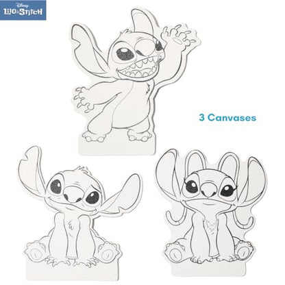 Innovative Designs Disney Lilo and Stitch Canvas Paint Set for Kids with 3 Canvases, Acrylic Paint, Paintbrush, & Stands - color: Stitch