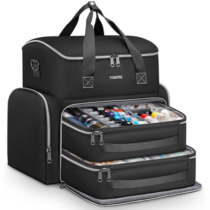 YOREPEK Tattoo Travel Case, Tattoo Bag with 2 Removable Organizer Pouches | Tattoo Case with Adjustable Dividers for Tattoo Accessories, Equipment, Stencil Printer, Thoughtful Tattoo Artist Gifts
