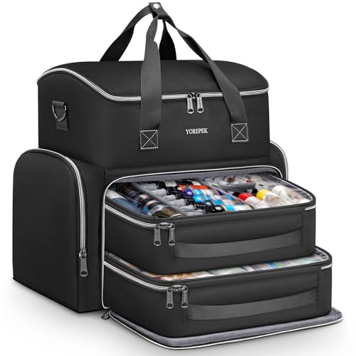 YOREPEK Tattoo Travel Case, Tattoo Bag with 2 Removable Organizer Pouches | Tattoo Case with Adjustable Dividers for Tattoo Accessories, Equipment, Stencil Printer, Thoughtful Tattoo Artist Gifts