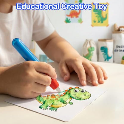 Mess Free Painting Set for Toddlers, Multi-Functional Art Station with Replaceable Brush Heads Magic Pen & Stamps, Sensory Toddler Arts and Crafts Gifts for 3-9 Year Old Girls Boys, Classroom & Group