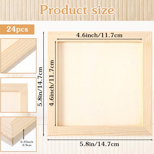 24 Pack Wood Panel Boards, 6 x 6 Inch Unfinished Wooden Panels Canvas Panels for Art Crafts Painting Crafts DIY Oil Painting Pouring Art Projects