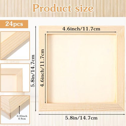 24 Pack Wood Panel Boards, 6 x 6 Inch Unfinished Wooden Panels Canvas Panels for Art Crafts Painting Crafts DIY Oil Painting Pouring Art Projects