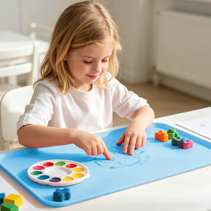 Silicone Art Mat for Crafts, 24"x16" Silicone Painting Mat to Keep Clean Protects Surfaces Perfectly for Crafts, Legos, Resin & Jewelry-Making, DIY Crafts Mat - color: Blue