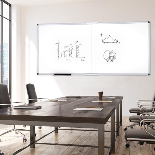 VIZ-PRO Magnetic Dry Erase Board, 96 X 48 Inches, Foldable Wall-Mounted Whiteboard with Silver Aluminum Frame & Marker Tray for School Office and Home 8' X 4' - size: 96"W x 48"H