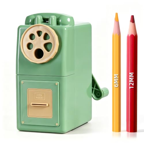 ZMOL Manual Hand Crank Pencil Sharpener - Heavy Duty Desktop Pencil Sharpener for Colored Pencils, Office Home Art Studio Classroom Green - color: Green