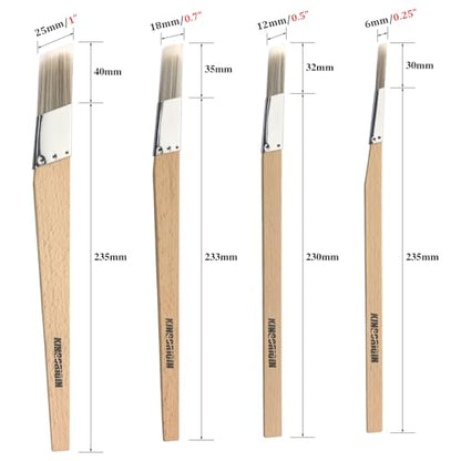 Trim Paint Brushes Set of 4-0.25", 0.5", 0.7", 1" Slant Lining Fitch Paint Brushes for Detail, Small Cutting in Brushes for Trim, Edges and Crafts - size: 4 PCS, 0.25",0.5",0.7",1"