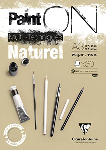 Clairefontaine Paint'On Multi-Technique Naturel Pad, 250 g, A3, 30 Sheets - color: Naturel, size: A3