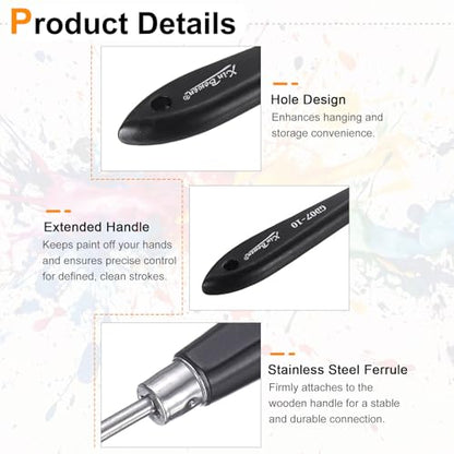 HARFINGTON Palette Knife Painting Tool 8.66" Stainless Steel Pointed Blade Spatula Painting Pallet Knife with Hole Design Beech Wood Handle for Oil Acrylic Canvas, Black/Silver - size: 8.66" x 2.76" x 0.55"