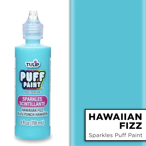 Tulip Puff Fabric Paint , Permanent Craft Paint for Clothes, DIY Projects, Notoxic, 4 fl oz, Sparkles Hawaiian Fizz - color: SPARKLES HAWAIIAN FIZZ, size: 4 Fl Oz (Pack of 1)