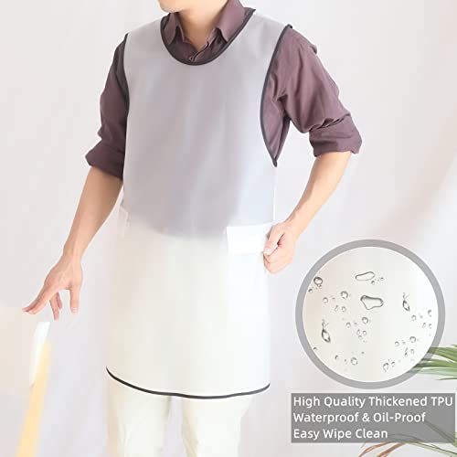 Waterproof Cross Back Apron, Shortened Design Waterproof Apron, Japanese Style Aprons with Pockets, X Cross Halter Apron, Cooking Aprons for Dishwashing, Cleaning Work with Water - White Translucent - color: Black Translucent, style: 1# Style-rounded Edge
