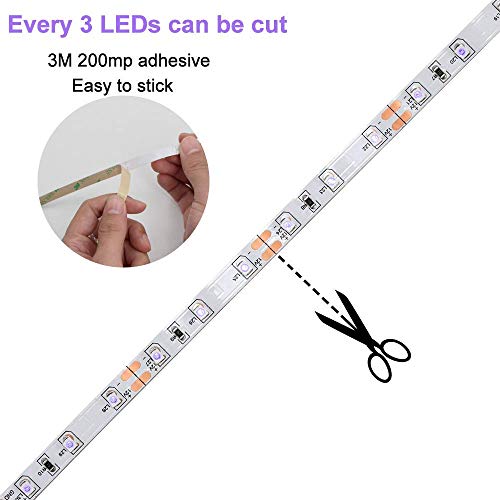 24 Watts UV Black Light LED Strip, 16.4FT/5M 3528 300LEDs 395nm-405nm Non-Waterproof Blacklight Night Fishing Implicitly Party with Power Supply - color: Non-Waterproof, size: 24Watts