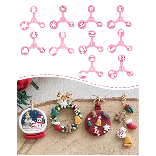 Keoker Mini Polymer Clay Cutters Christmas, 10 Shapes Christmas Clay Cutters for Polymer Clay Jewelry 3 Sizes(Micro. Mini, Small), Decoration to Make Winter Earrings