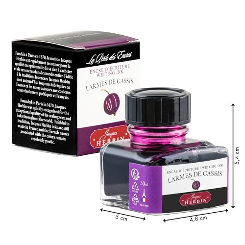 Herbin Fountain Pen Ink - 30ml Bottled - Larmes de Cassis - color: Larmes De Cassis, size: 1 fl oz