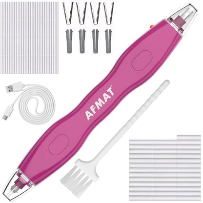 AFMAT Electric Eraser, with 140 Eraser Refills, Rechargeable Pencil Erasers for Artists, Electric Erasers for Drafting, Drawing, Painting, Sketching, Architectural Plans, Detailer Tool EE25(Rose Red) - color: Rose Red