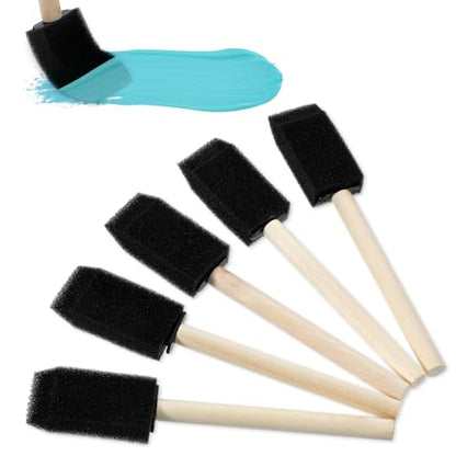 cobee 5Pcs Foam Paint Brushes, Foam Brushes for Painting, 1 Inch Paint Brush Sponge Paints Brushing, Wooden Handles Brush for Painting, Staining, and DIY Crafts(1 Inch)