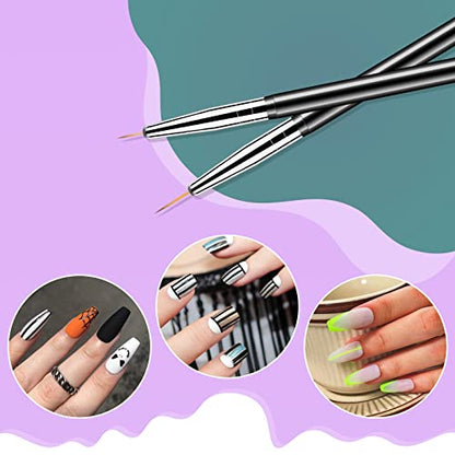 Artdone Nail Art Dotting Tools 6PCS Double-ended Brushes Kit Gel Polish | Liner Brushes Design Pen For Nail Drawing And Nail Paint Brushes Small Detail Brushes - color: Black