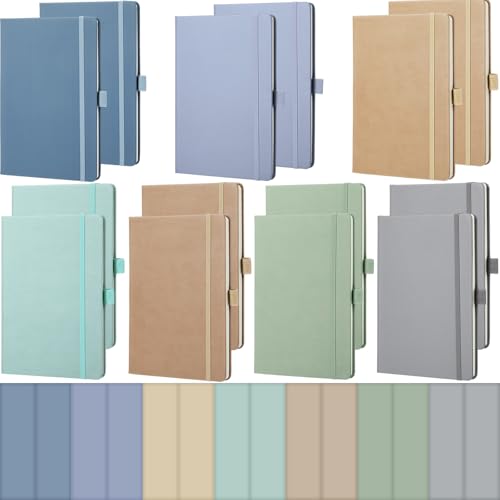 Laumoi 14 Pack Hardcover Journal Notebooks Bulk Journaling Notebook Wide Ruled PU Leather Ruled Lined Journals with Pen Holder for School Business Work Writing (Classic Color,A5) - color: Classic Color, size: A5