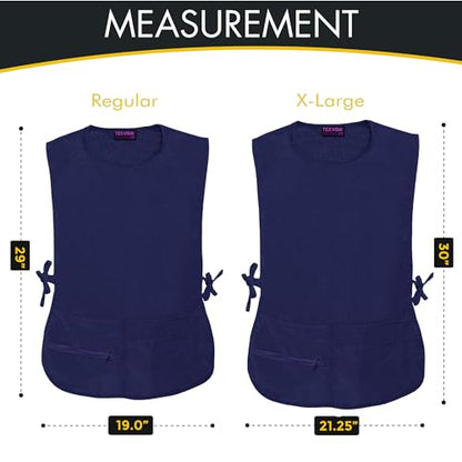5 Pockets Cobbler Aprons for Women Men (Pack of 2) – Zipper Pocket Smock Apron - color: Navy, size: X-Large
