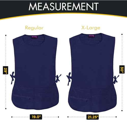 5 Pockets Cobbler Aprons for Women Men (Pack of 2) – Zipper Pocket Smock Apron - color: Navy, size: Standard