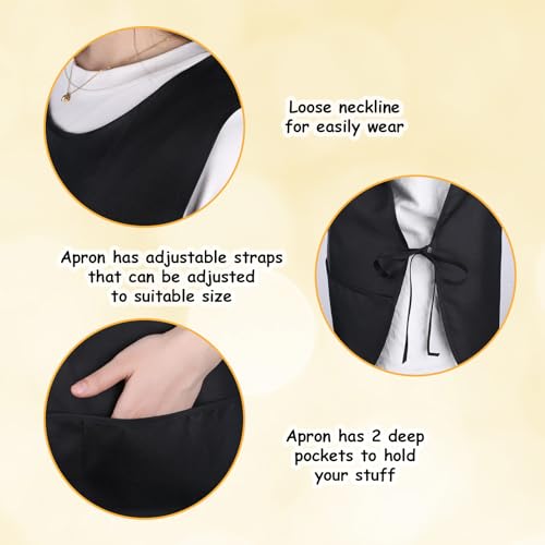 Larrel Cleaning Apron,Smock Apron Cleaning Aprons for Housekeeping Art Smock Painting Aprons for Adults Cobbler Unisex Waterproof Smocks with 2 Deep Pockets Art Smocks for Adults(Black)