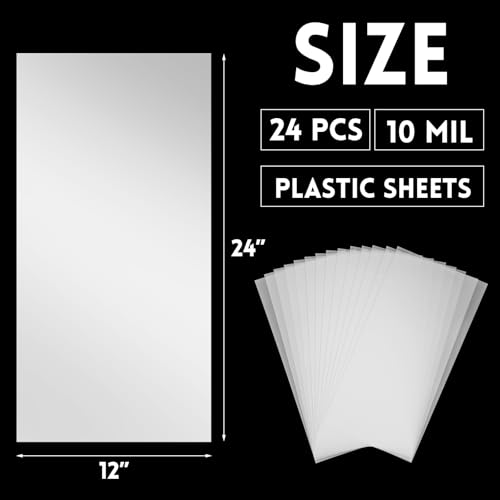 Frienda 24 Pack 10 Mil Blank Stencil Sheets, 12 x 24 Inch Plastic Making Sheet Milky Translucent Reusable PET Blank Stencil Material, Clear Plastic Sheets for Cutting Machine, DIY Crafts and Painting - size: 10 Mil, 12 x 24 Inch
