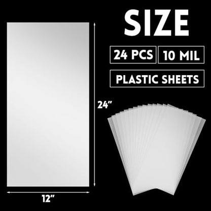 Frienda 24 Pack 10 Mil Blank Stencil Sheets, 12 x 24 Inch Plastic Making Sheet Milky Translucent Reusable PET Blank Stencil Material, Clear Plastic Sheets for Cutting Machine, DIY Crafts and Painting - size: 10 Mil, 12 x 24 Inch