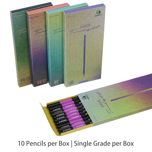 Marie's Charcoal Pencils for Drawing, 10 Pieces, Extra Hard Hard Medium Soft Extra Soft, Sketching Pencils for Artists, Smooth Charcoal Core for Layering, Blending and Detailed Artwork(Extra Hard) - style: Extra Hard (10pcs)