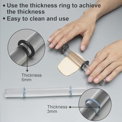 12 Polymer Clay Tools Acrylic Rolling Pin with Thickness Rings for Sculpting Craft Shaping Knife Cutters Slicer Kit Clear Rectangle Sheet Press Board Wire Texture Set Needle Detail Modelling Supplies - color: 12 clear