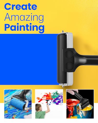 UCEC 4 Pack Brayer Rollers for Crafting – Durable Rubber Ink Roller, Brayer Roller for Printmaking, Great for Gluing Application, Diamond Painting, Block Printing (2.4’’, 4’’, 5.9’’, 7.9’’) - color: 2.4+4+5.9+7.9 Inch-Black