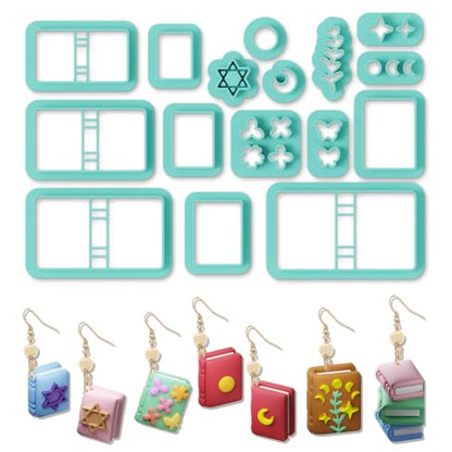 ORIGACH 16 Pcs Book Theme Polymer Clay Cutters Set Earring Clay Cutter DIY Craft Supplies for Earring and Jewelry Making - style: Book
