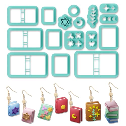 ORIGACH 16 Pcs Book Theme Polymer Clay Cutters Set Earring Clay Cutter DIY Craft Supplies for Earring and Jewelry Making - style: Book