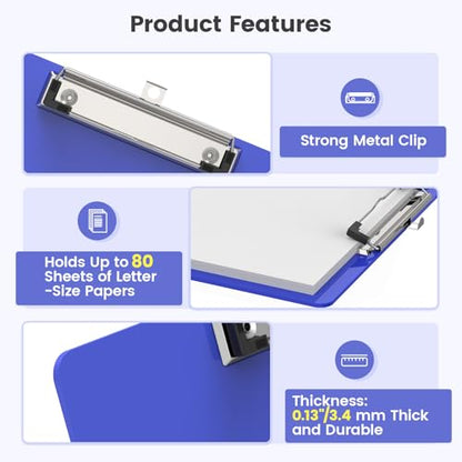Extra Large 11x17 Clipboards, Landscape and Vertical Layout 2 Pack | Blues Plastic Drawing Boards with Low Profile Clip. Suitable for Watercolor, Sketching, Painting. Art & Drafting Supply - color: Blues