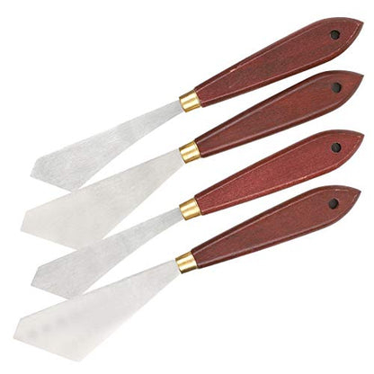 Stainless Steel Palette Knife, Wooden Handle Oil Painting Scraper with Straight for Mixing Acrylic Paint, Watercolor, Nail and Craft Art