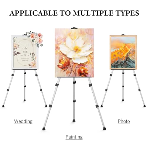 Portable Art Painting Easel Stands - Adjustable Display Artist Tripod Metal Easels with Bags for Table-Top/Floor Painting, Height from 17 to 66 inches, Sturdy for Drawing, Displaying - Silver - style: Silver-2pack