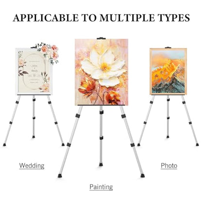 Portable Art Painting Easel Stands - Adjustable Display Artist Tripod Metal Easels with Bags for Table-Top/Floor Painting, Height from 17 to 66 inches, Sturdy for Drawing, Displaying - Silver - style: Silver-2pack