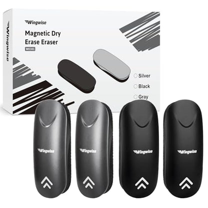 Wingwise Dry Erase Eraser, Magnetic White Board Eraser for Glass Whiteboards, Comfortable Grip, Strong Magnet, 4-Pack, 2 Black + 2 Gray - color: 4-pack/ 2 Black + 2 Gray