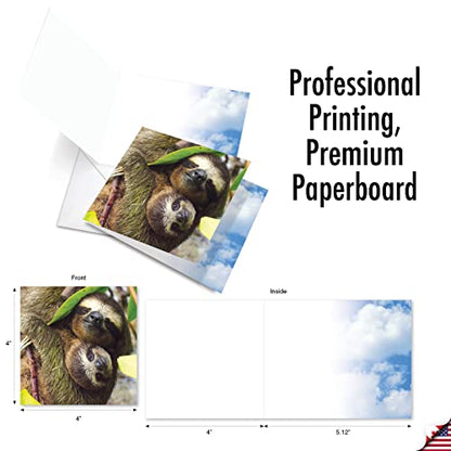 The Best Card Company - 10 Adorable Note Cards Blank (4 x 5.12 Inch) - Wildlife and Animal Cards, Assorted Boxed Set - Mommy Dearest AMQ4961OCB-B1x10 - style: Mommy Dearest