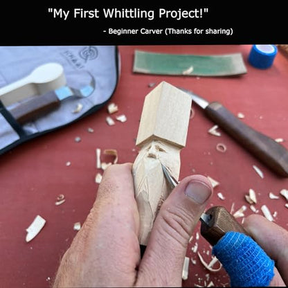 Beginner-Friendly Wood Carving Kit, 3pc Whittling Knife Set with Wood Carving Knives, Spoon Carving Knife, Basswood Blocks, & Fun Learning Videos, Wood Whittling Kit for Beginners from Schaaf Tools