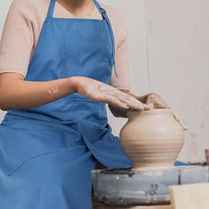 Waterproof Apron Canvas Apron Work Apron Pottery Apron Chest Protection Functional Pockets Universal Fit Polyester Suitable for Potters Painting Artists, Brown-orange