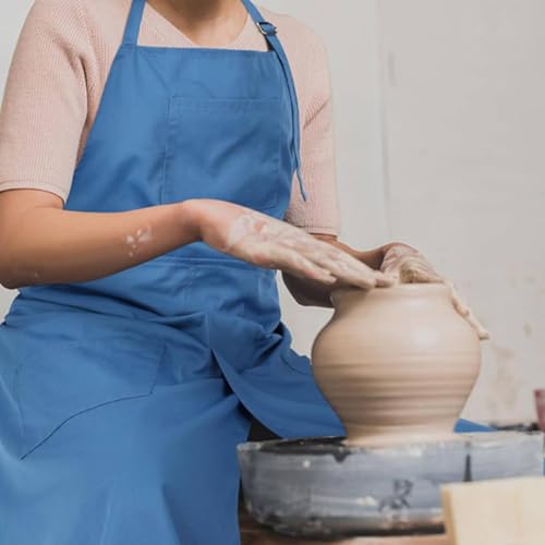 Baoblaze Waterproof Apron Heavy Duty Canvas Workwear Artist Smock Adjustable Neck Strap Split Leg Design Multiple Pockets Suitable for Pottery Art, Apricot-green