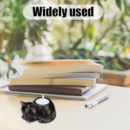 Sinbana 3D Cat Silicone Mold, Animal Candle Holder Mold for Cute Epoxy Resin Casting Succulent Planter Pot Concrete & Plaster Ornament Jewelry Storage Tray & Home Decor Gift (White)