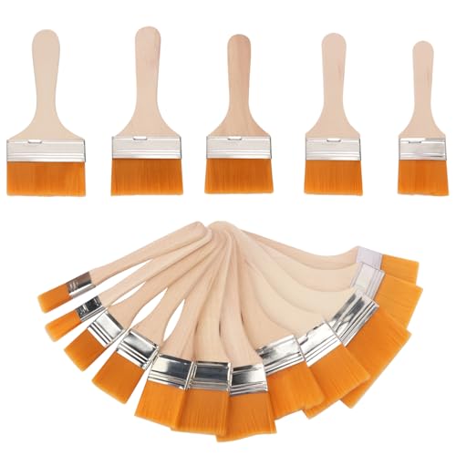 36-Piece Art Paint Brush Set - Versatile Flat Hake Brushes with Durable Nylon Bristles for Watercolor, Varnish, Ceramic and Pottery Painting - Perfect Assortment for Artists(1-12#) - size: 36 Pack (1-12#)