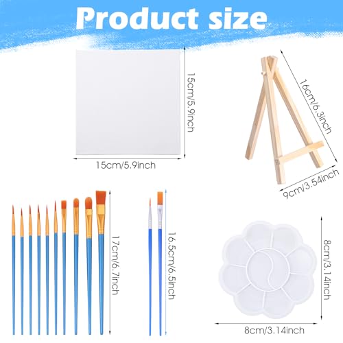20 Pack 5.9In Canvas Boards for Drawing, Mini Painting Canvas with Easel Set, Painting Kits