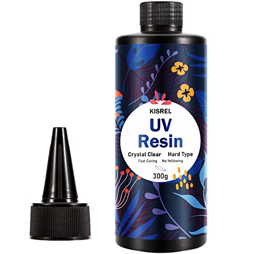 KISREL UV Resin 300g - Upgraded UV Resin Kit, Hard Type Crystal Clear Ultraviolet Curing UV Epoxy Resin for Craft Jewelry Making - size: UV300g