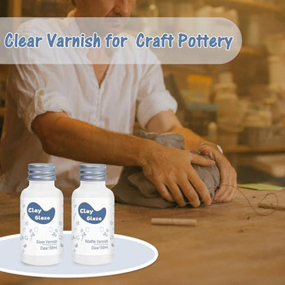 Air Dry Clay Glaze, Clay Varnish for Air Drying Clay, Clear Acrylic Varnish for Craft Pottery Waterproof & Gloss Finish - size: 50ml Gloss