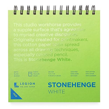 Legion Stonehenge Spiral Pad - 7" x 7", White