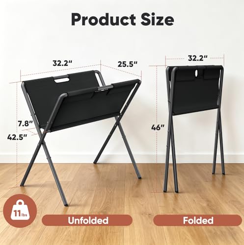 Mocomax Canvas Art Print Rack, Portable Folding Art Display Stand for Painting, Posters, Artwork, Prints, Canvas, Panels, Art Storage Drying Rack in Artist Galleries, Studios, 32.2"Wx25.5"Dx42.5"H (L) - size: Large