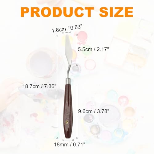 HARFINGTON Palette Knife Painting Tool 2.17 x 0.63 Stainless Steel Art Spatula Pallet Knives Scrapers Tools with Beech Wood Handle for Acrylic Oil Canvas Mixing Spreading, Red/Silver - size: 2.17" x 0.63"