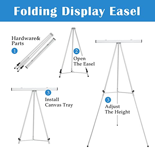 Falling in Art Aluminum Flip Chart Display Easel Stand with Adjustable Floor for Boardroom, Whiteboard, Paper Pads, Signage, 63 1/2'' High, Silver - style: Silver 1-Pack